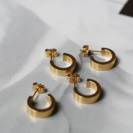 Fenny Fashion Simple Smooth Surface Band Hoop Earring for Women Waterproof&No Fade Wholesale Stainless Steel Ladies Jewelry