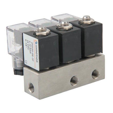Plastic 3 Row Manifold Control Solenoid Valve CE Certified Normal Open OEM for Air/Water/Oil Applications