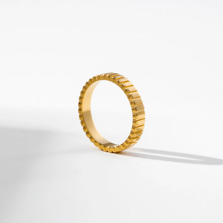 YF2858 Minimalist 18K Gold Plated Stainless Steel Striped Band Rings 3MM High Polished Geometric Stacking Ring Waterproof