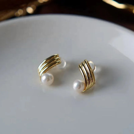 E2183 7-8mm DIY Natural Freshwater Pearl Charm Earrings Mounting Accessory 925 Sterling Silver Gold Plated Jewelry for Women