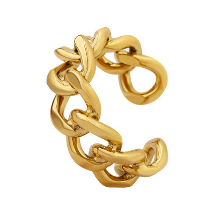 Free Design Colorfast Trendy Metal Chain Ring Open Ring Stainless Steel Jewelry