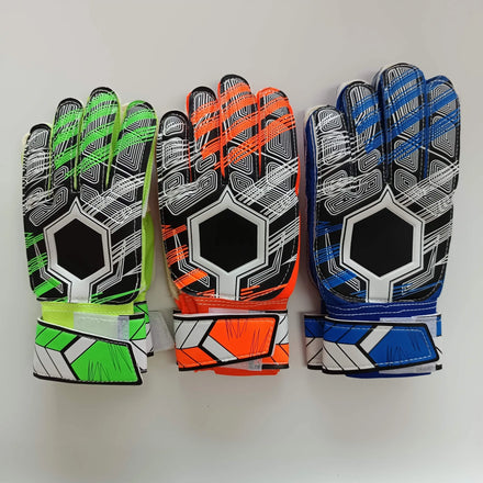 Green Blue Orange Thicken Anti-slip Soccer Game Football Sports Training Goalkeeper Gloves with Rubber Finger Guard Protector