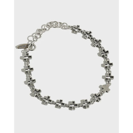 925 Sterling Silver Bracelet Retro Cross Design Simple Bracelet for Women Men Fashion Bracelet