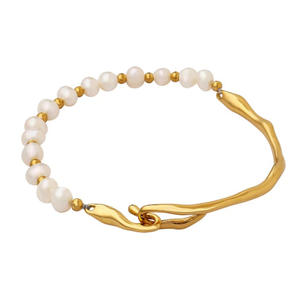 French Fashion Freshwater Pearl Stainless Steel Bracelet Hot Sale Colorless Bracelet
