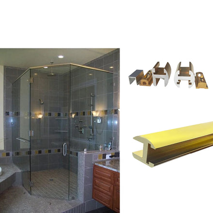 Brushed Finish Aluminum U Profile Shower Room Glass Frame Channel Weather Resistant Aluminum U Groove for Indoor Bathroom