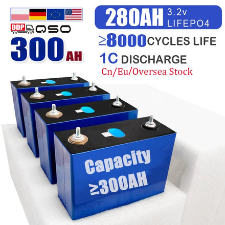 QSO Lifepo4 280AH 314Ah 300Ah 304AH US Eu 3.2V Life4po 300 280 314 Ah 560Ah 280Ah Lifepo 4 Prismatic Lithium Ion Battery Cell