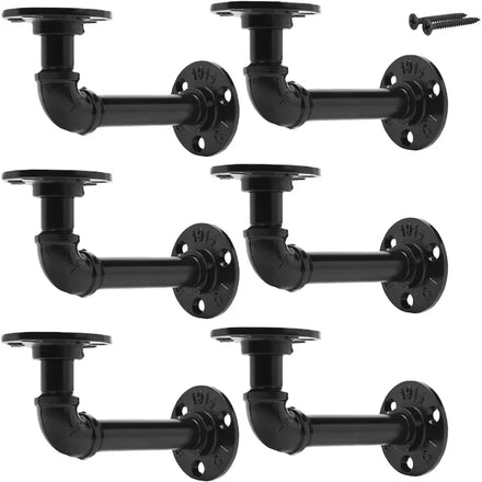 Iron Gold Pipe Shelf Bracket Industrial Black Iron Pie Shelf Brackets Rustic Wall Mounted in Metal Pipe Shelf Brackets