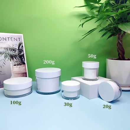 Custom 100g 20g 30g 50g Double Wall Acrylic PET Plastic Cosmetic Pot Skin Care Empty Cream Jar