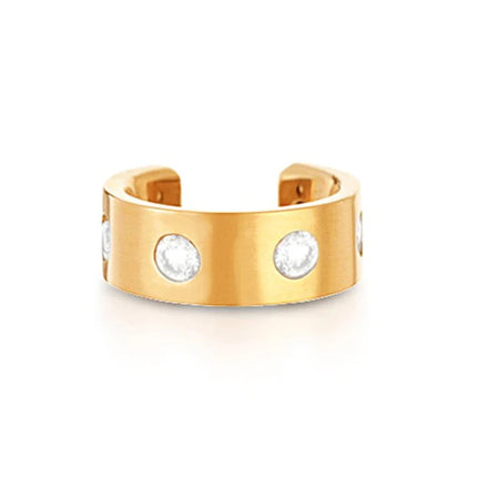 Gemnel 18K Gold Plated Wide Diamond Ear Cuff Clip on Earrings Jewelry