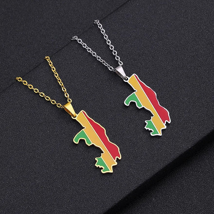 Enameled Republic of the Congo Map Chain Necklaces Stainless Steel 18K Gold Plated Enamel Congo Flag Map Pendant Necklace