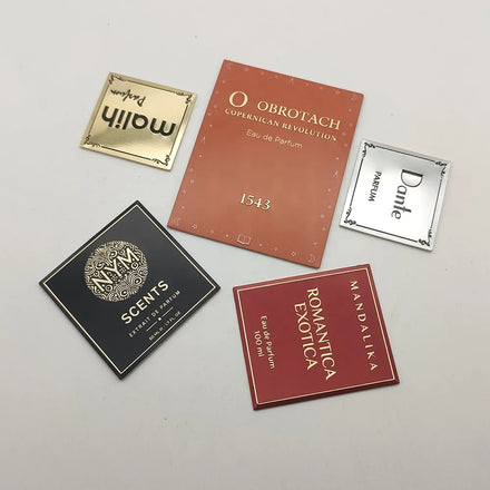 2024 Wholesale Custom Designs Aluminium Embossed Logo Decal Metal Sticker for Perfume Bottle Package Labels
