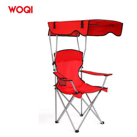 WOQI Manufacturers Custom Armrest Sunshade Folding Camping Chair with Canopy for Fishing Hiking Outdoor