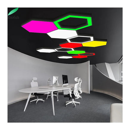 Office Creative Chandelier Modern Gym Modern Restaurant Clothing Store Front Hollow Hexagon Lamps
