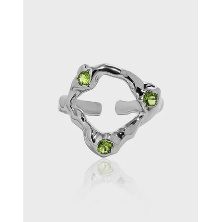 Trendy Irregular Geometric 925 Sterling Silver Rings Inlaid Zircon Opening Ring for Party
