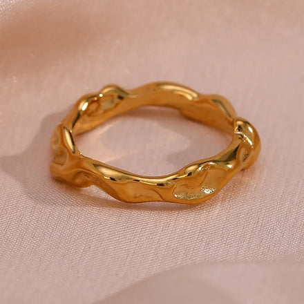 Wholesale Fashion Minimalist Irregular 18k Gold Plated Stainless Steel Rings Jewelry Women Engagement Signet Rings
