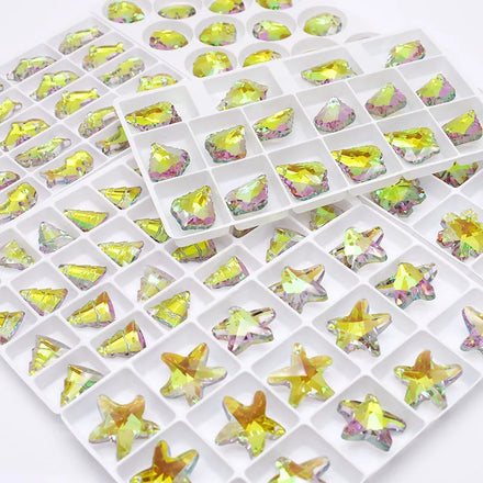 Hight-Quality Crystal Glass Beads Purple Color Snow Starfish Shell Butterfly Elephant Charm Pendants for Jewelry Making DIY