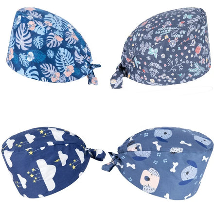 Wholesale Hospital Uniform Hat Pattern Reusable Unisex Nurse Hat Dentist Scrubs Hat 100%cotton in Hospital Uniforms