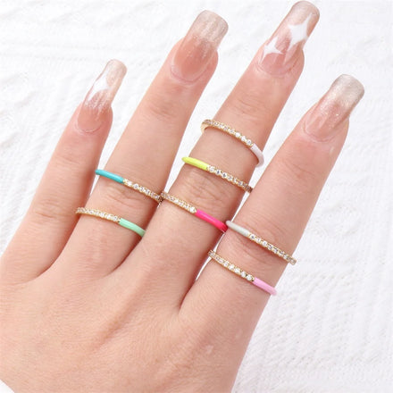 Customize Wedding Stackable 925 Sterling Silver Colorful Zircon Enamel Fashion Ring Jewelry for Women
