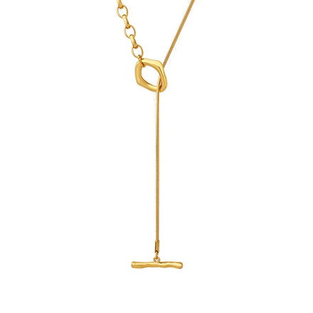 OT Buckle Adjustable Length Chain Necklace Girls' Winter Sweater Chain Christmas Gift Stainless Steel