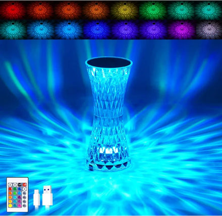 16 Color Crystal Light 6-Level Brightness Adjustment USB Charging Touch Lamp Modern RGB Diamonds Table Lamp