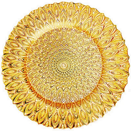 Wholesale Chinese Supplier Gold Green Charger Plate Wedding Decoration Glass Under Plate