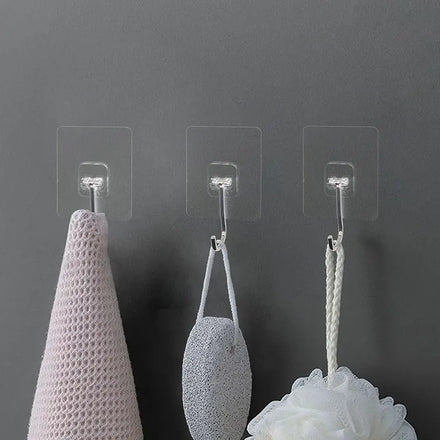 Advance Heavy Duty Stainless Steel Wall Hooks Transparent Anti-Landing Net Plastic Adhesive Double Bathroom Jewelry Pot Cleaning