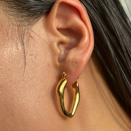 2024 Dazan New 18k Gold Plated Unique Hypoallergenic Stainless Steel Polished Super Shine Irregular Modernist Design Earrings