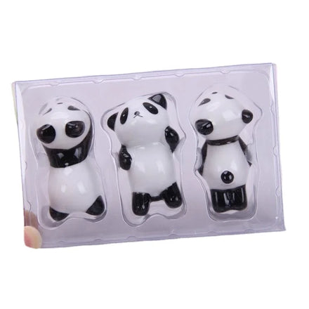 Creative Gifts Cartoon Ceramic Panda Chopstick Holder Set Cute Bear Dinnerware Chopsticks Rest Porcelain Craft Ornament