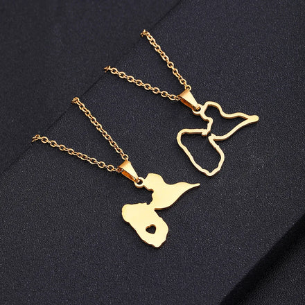 Manufacturer 18K Gold Plated Guadeloupe Map Chain Necklaces Stainless Steel Silver Guadeloupe Flag Pendant Necklace
