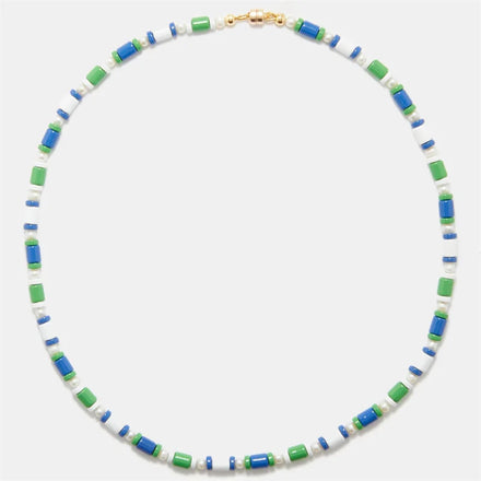 Waterproof Custom 18k Gold Necklace Green and Yellow Color Bead Necklace