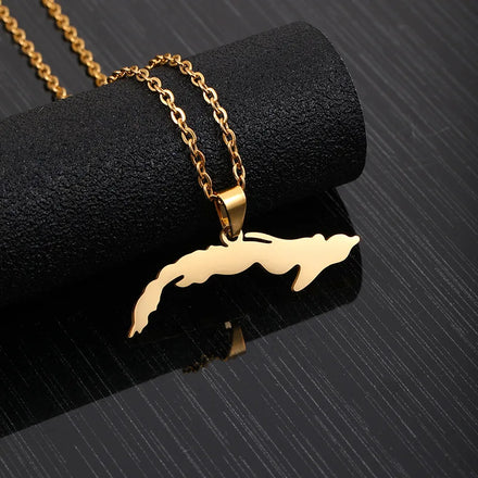 Manufacturer Cuba Map Chain Necklaces Stainless Steel Silver 18K Gold Plated Cuba Flag Map Pendant Necklace