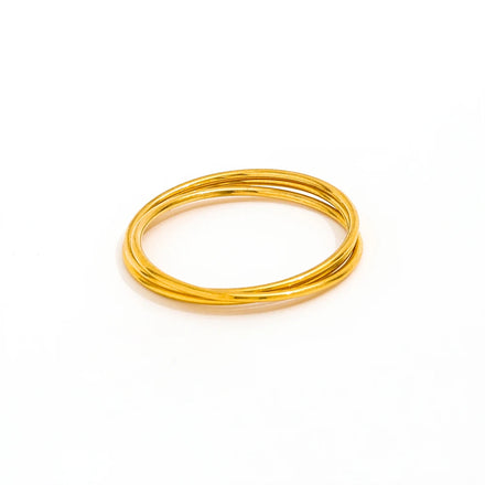 Fenny 18K Gold Plated Versatile Dainty Fine Triple Circle Stackable Ring for Women Stainless Steel Wholesale Jewelry