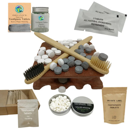 Certified Organic Tooth Paste Tablets Fluoride Free Mint Flavor for Home Use