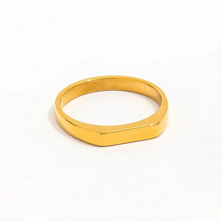 Fenny 18K Gold Plated Non Tarnish Simple Fashion D-shaped Ring Designer for Women Stainless Steel Wholesale Jewelry