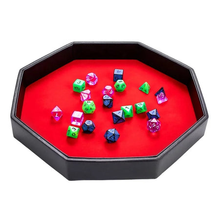 In Stock Octagon Red Velvet Rolling Tray Black Leather DND Dice Tray for Dice Games