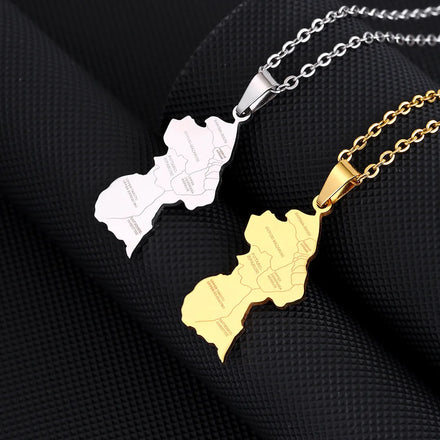 Manufacturer Enamel Guyana City Map Chain Necklaces Stainless Steel Silver 18K Gold Plated Guyana Flag Map Pendant Necklace