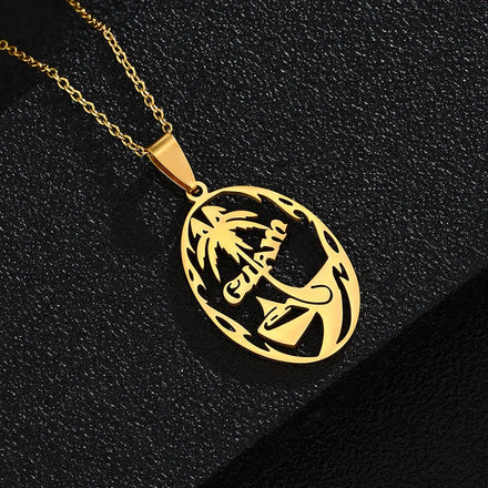 Manufacturer Guam Map Chain Necklaces Stainless Steel Silver 18K Gold Plated Guam Flag Map Pendant Necklace