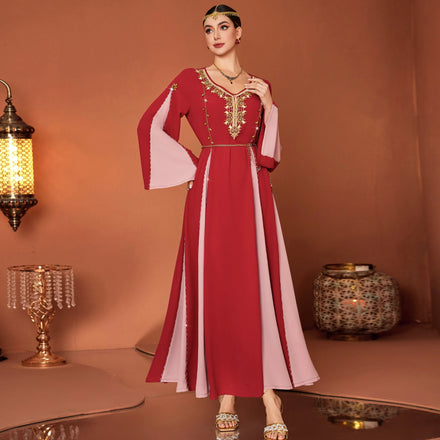Muslim Dress Fashion Handmade Rhinestone Abaya in Dubai Islamic Clothing for Women Maxi Dresses Women Kaftan