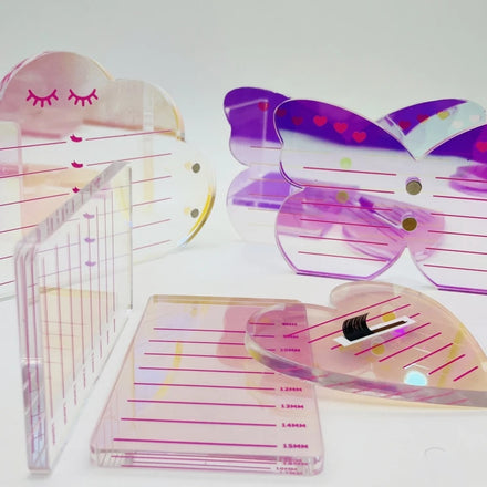 New Lash Plate rainbow butterfly Heart Shape Eyelash Extension Acrylic Lash Palette Lash Tile with Magnet