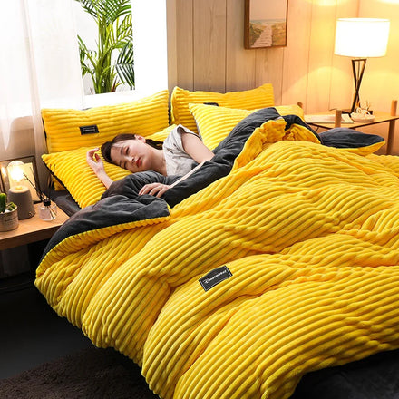 Solid Color Velvet Duvet Cover Winter Warmth Thick Bedding Set Double Quilt Cover Beddings Comforter Duvet Cover