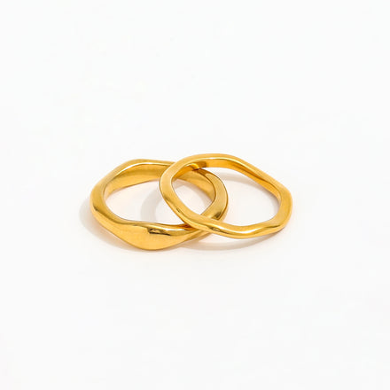 Fenny 18K Gold Plated Minimalist Stackable Irregular Ring Hot Seller Trendy Jewelry Stainless Steel Wholesale Jewelry