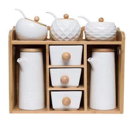 Ceramic Kitchen Storage Seasoning Box Set Porcelain Salt /Sugar / Spice / Pepper Spice Jars Sets