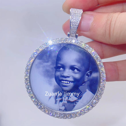 Pass Diamond Tester 925 Silver White Gold Yellow Gold PlateIced Out Hip Hop Style D Color VVS1 Moissanite Photo Pendant Necklace