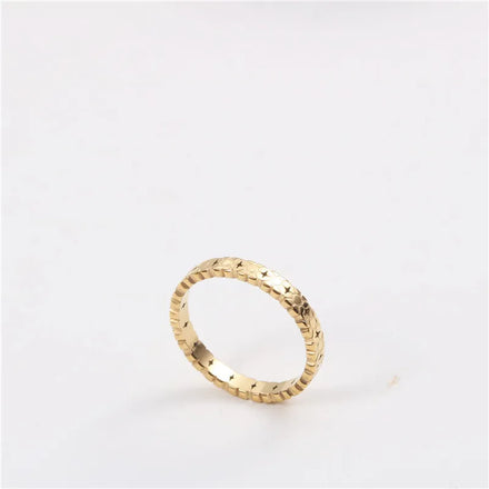 Fenny 18K Gold Plated New Mini Creative Flower Pattern Ring Trendy for Women Stainless Steel Wholesale Jewelry
