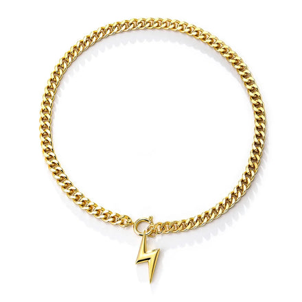Brazilian Trendy Hip Hop Lightning Tarnish Free Jewelry Psj Brass Rhodium 18k Gold Plated Cuban Link Chain Necklaces