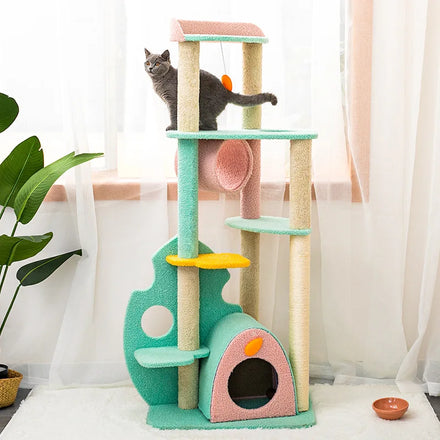 Wholesale Happy Play Scratch Green Cat Tower Craft Cat Tree
