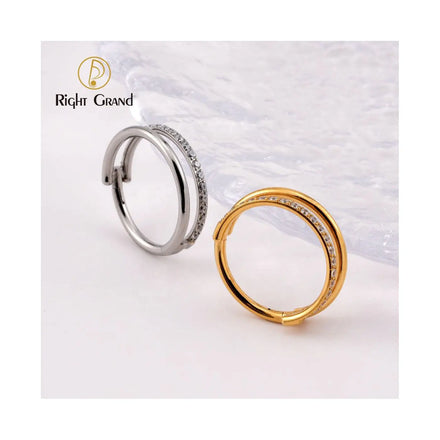 16G Interval CZ Row Conch Hinged Jewelry Clear Zircon Titanium Septum Daith Piercing Clicker Hoop Ring