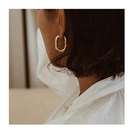 YF2857 Hypoallergenic Tarnish Free Jewelry Earrings 18K Gold Plated Stainless Steel Geometric U Shaped Huggie Hoop Earrings