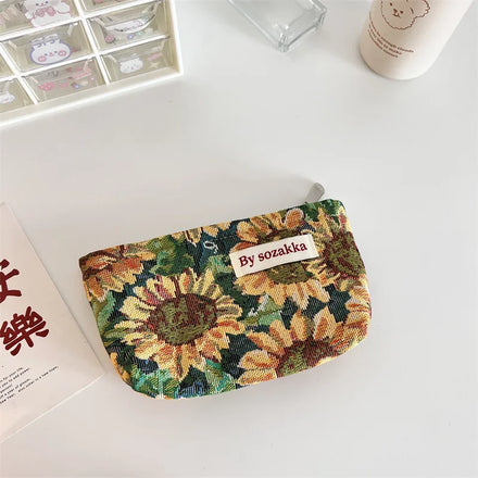 Trending XHF Washbag Mini Embroidery Zipper Portable Lady Polyester Letter Pattern Private Label Travel Makeup Vanities Bag