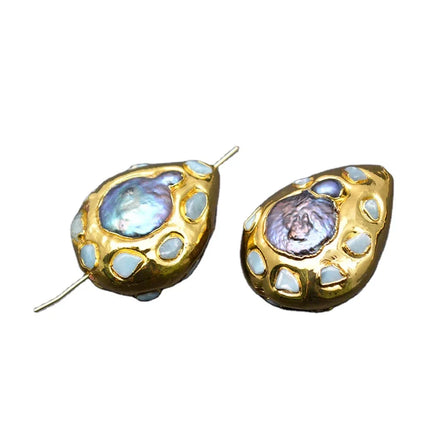 New Design Natural Purple Freshwater Pearl Gold Plating Clay Lalima Waterdrop Shape DIY Jewelry Making Loose Beads